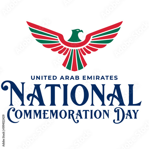 The UAE National Day emblem in red and green.