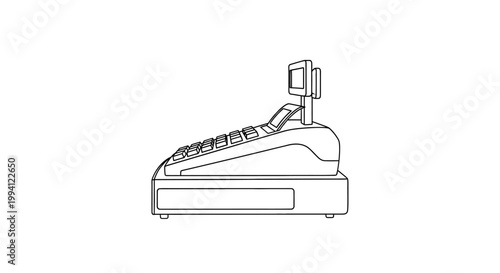 Minimalist Line Art Illustration of a Modern Cash Register