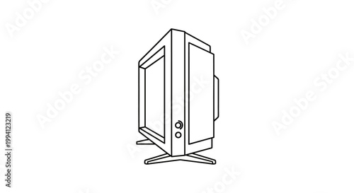 Minimalist Line Art Illustration of a Retro Television Set