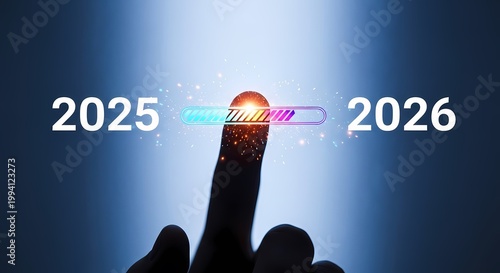 New Year celebration sparkler firework transition from 2025 to 2026 with glowing hands