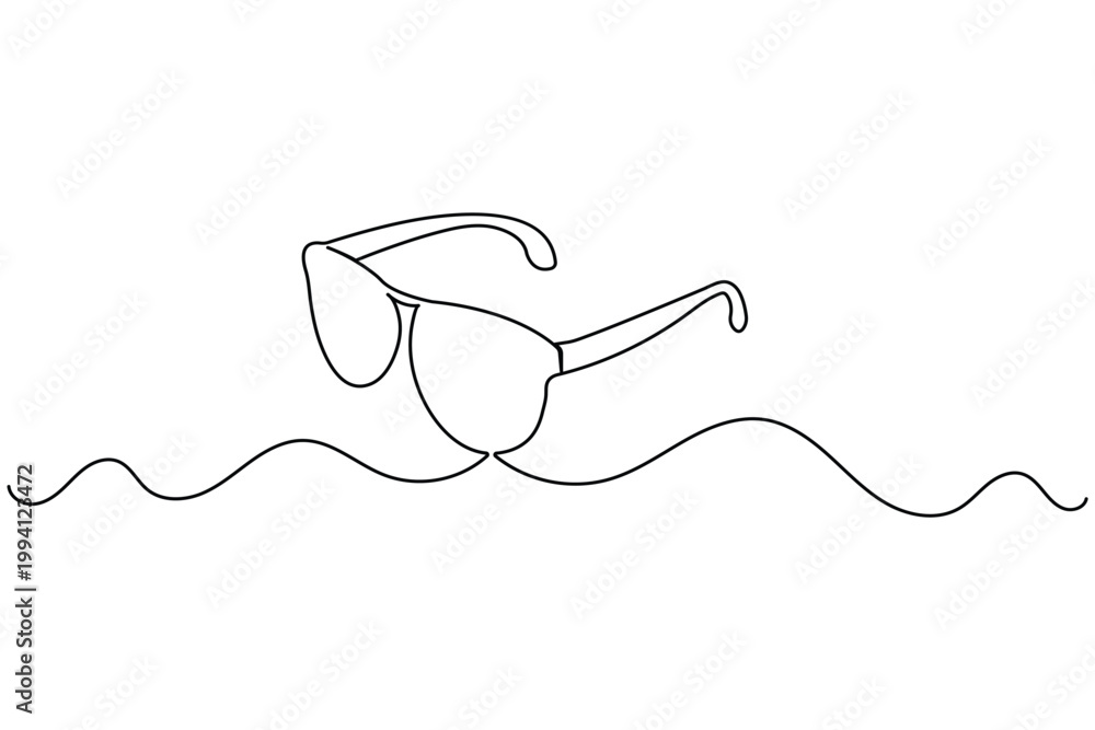 Obraz premium Sunglasses continuous one line art illustration for summer fashion and travel design