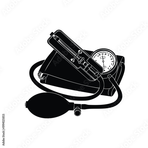 Blood pressure monitor silhouette set bundle medical diagnostic tool.