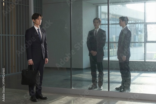 businessman and businesswoman walking