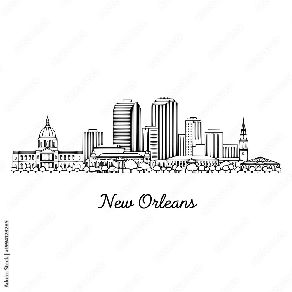 Fototapeta premium New Orleans city skyline vector illustration