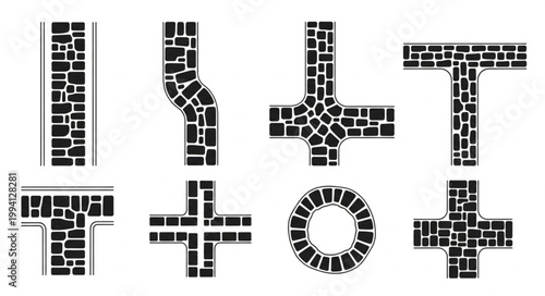 Collection of Paving Stone Patterns and Shapes.