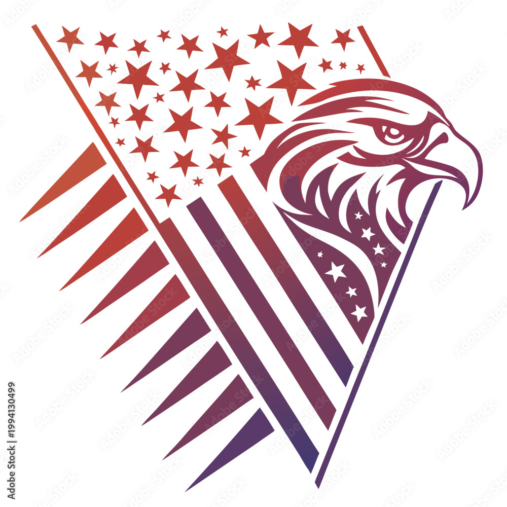 Fototapeta premium Eagle american flag abstract geometric design.