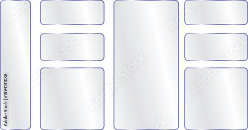 Light glass box frame with neon effect for square ux icon. Glitch abstract background glossy border technology ui shape design
