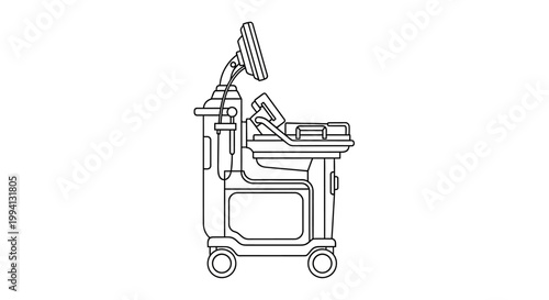 Medical Infant Incubator Line Art Illustration