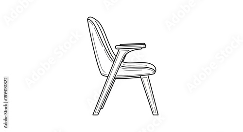 Minimalist Line Art Drawing of a Modern Armchair