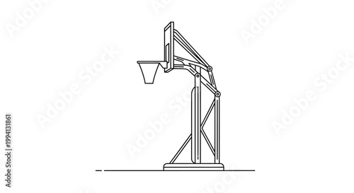 Minimalist Line Art Illustration of a Basketball Hoop Stand