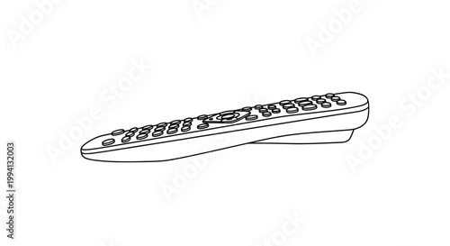 Minimalist Line Art Illustration of a Television Remote Control
