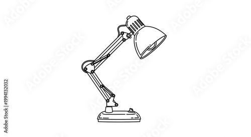 Minimalist Line Art Illustration of an Adjustable Desk Lamp