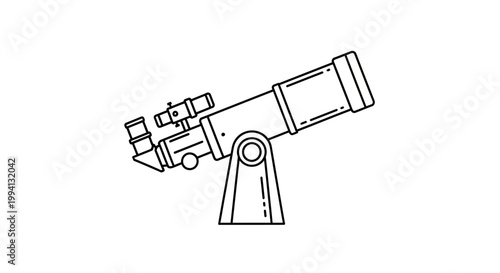 Minimalist Line Art Telescope Icon for Astronomy and Science