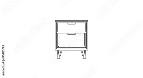 Minimalist Nightstand Line Drawing Illustration