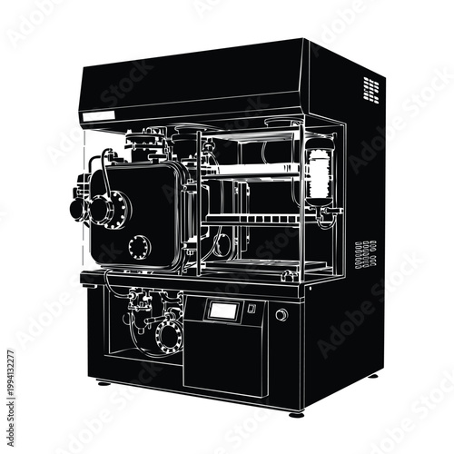 Laboratory fume hood vacuum chamber silhouette set bundle equipment.