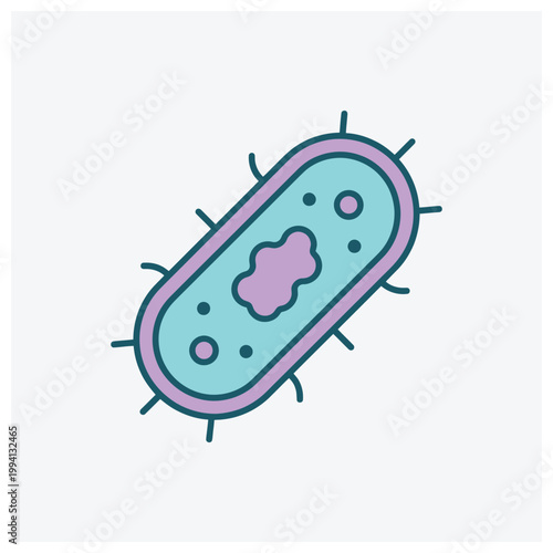 Illustration of a bacterium or germ, microbiology themed icon