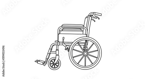 Simple Line Art Illustration of a Manual Wheelchair