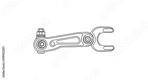 Technical Drawing of a Mechanical Linkage Arm