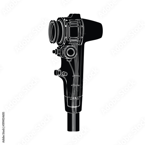 Medical endoscope silhouette set bundle showing optical lens design.