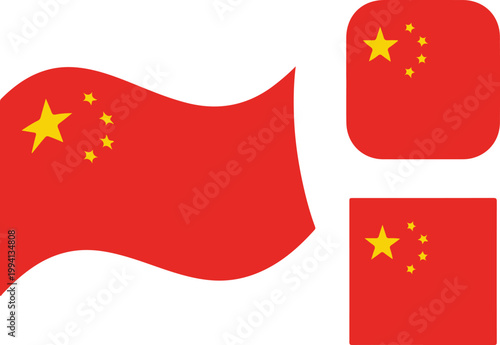 Fotografie Set of china flag vector in different style
