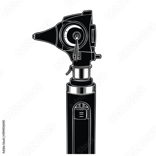 Medical otoscope silhouette diagnostic instrument bundle set profile.