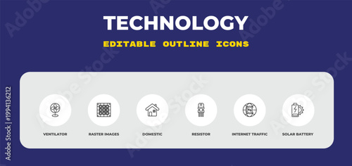 outline technology icons set - ventilator, raster images, domestic. editable vector for web and mobile ui