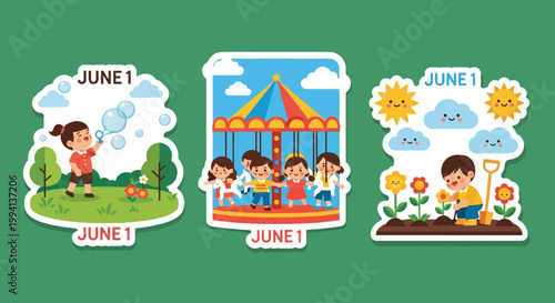 Joyful June 1st Celebration - Childrens Playful Activities in Park.