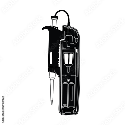 Micropipette silhouette set bundle scientific lab tools and equipment.