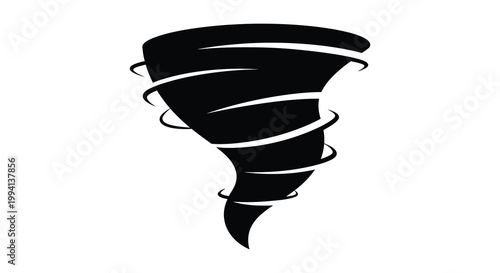 A dramatic black swirling vortex design capturing intense weather a silhouette