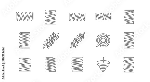 collection of various spring types coiled metal and conical shapes