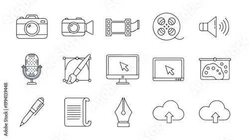 Collection of media technology icons.