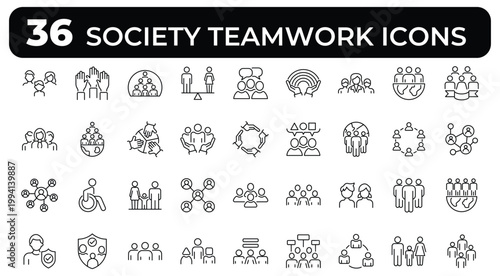 36 Society Teamwork Icons