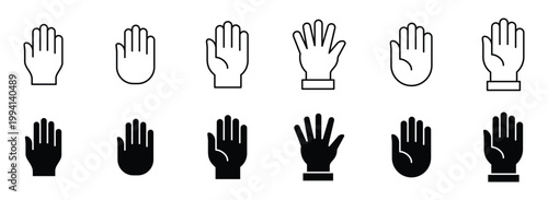 Black silhouette vector illustration set of human hand gestures and a cutlery set icon concept for business or charity signs
