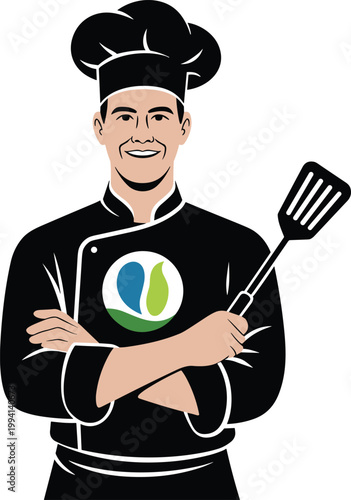 Chef, cooking, restaurant, vector, illustration, food, service, professional, uniform, logo