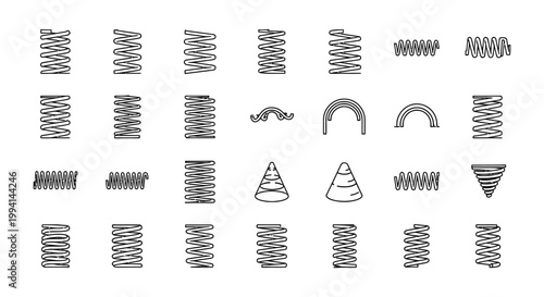 collection of various spring coil icons and designs graphic resources