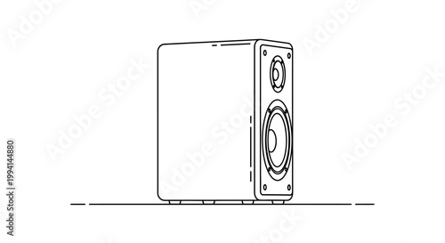 Minimalist Line Art Illustration of a Bookshelf Speaker