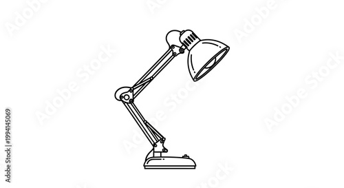 Minimalist Line Art Illustration of an Adjustable Desk Lamp