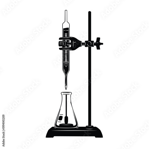 Titration setup silhouette bundle laboratory equipment set.