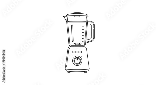 Simple Line Art Illustration of a Kitchen Blender