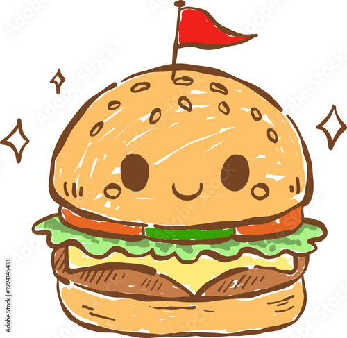 cute burger illustration