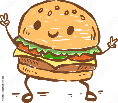 dancing burger illustration