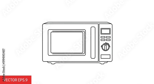 Simple Microwave Oven Line Art Illustration