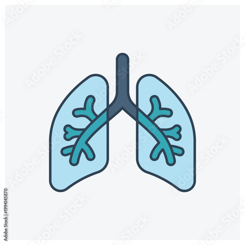 Minimalist icon illustration of human lungs and airways.