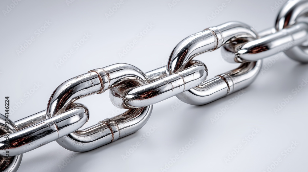 Obraz premium Close up of a shiny metallic industrial chain linking multiple segments together