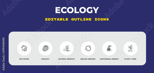 outline ecology icons set - eco house, ecology, natural product. editable vector for web and mobile ui
