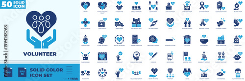 Volunteer Solid Color Editable Icons set