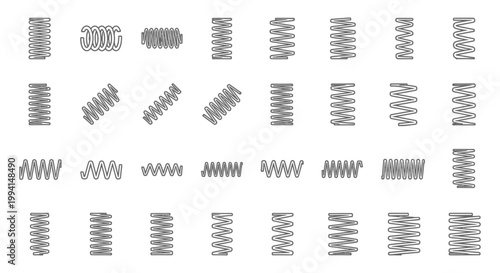 collection of various line art springs in different positions and styles