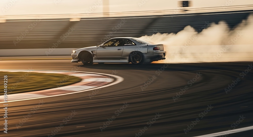 Obraz premium Car drifting on a racing track.