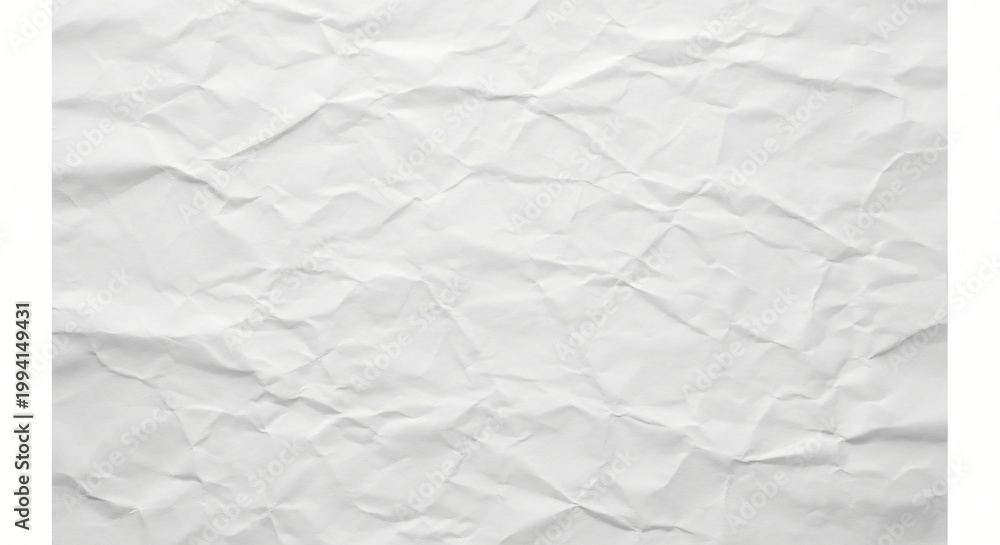 Naklejka premium The crumpled white paper texture fills the entire frame with numerous creases and folds visible.