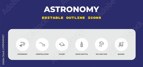 outline astronomy icons set - astronomy, constellation, planet. editable vector for web and mobile ui